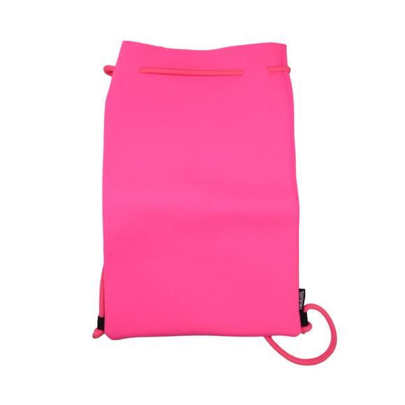 Triangl Handbags - TRIANGL Hot Pink Neoprene Pullstring Backpack Sac Barbiecore